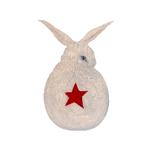 white rabbit with a red star 