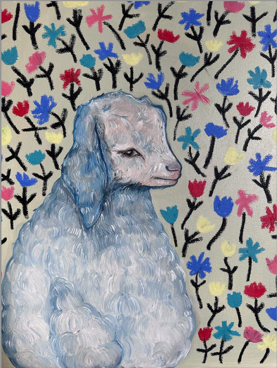 nestled in black flowers