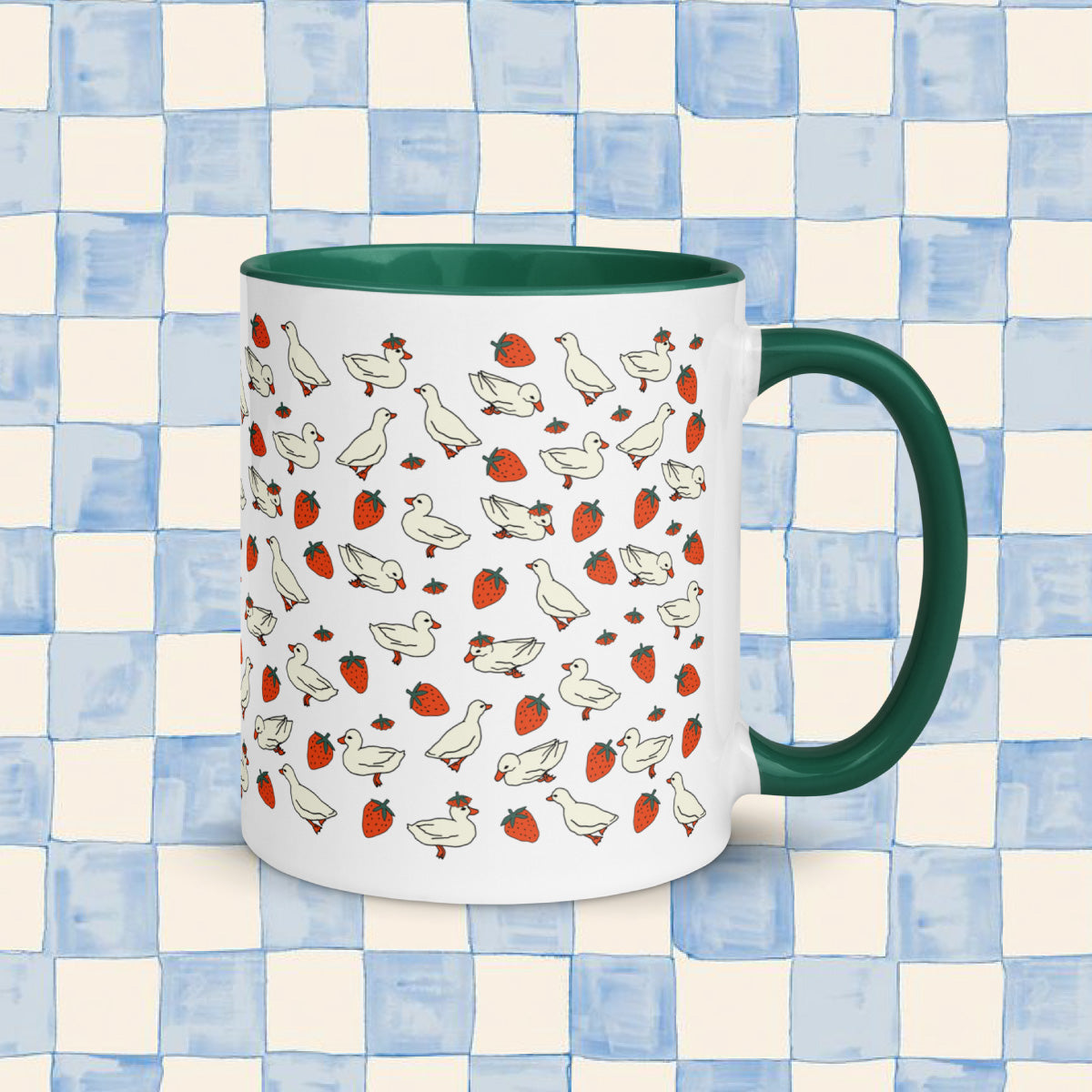 ducks and strawberries coffee mug